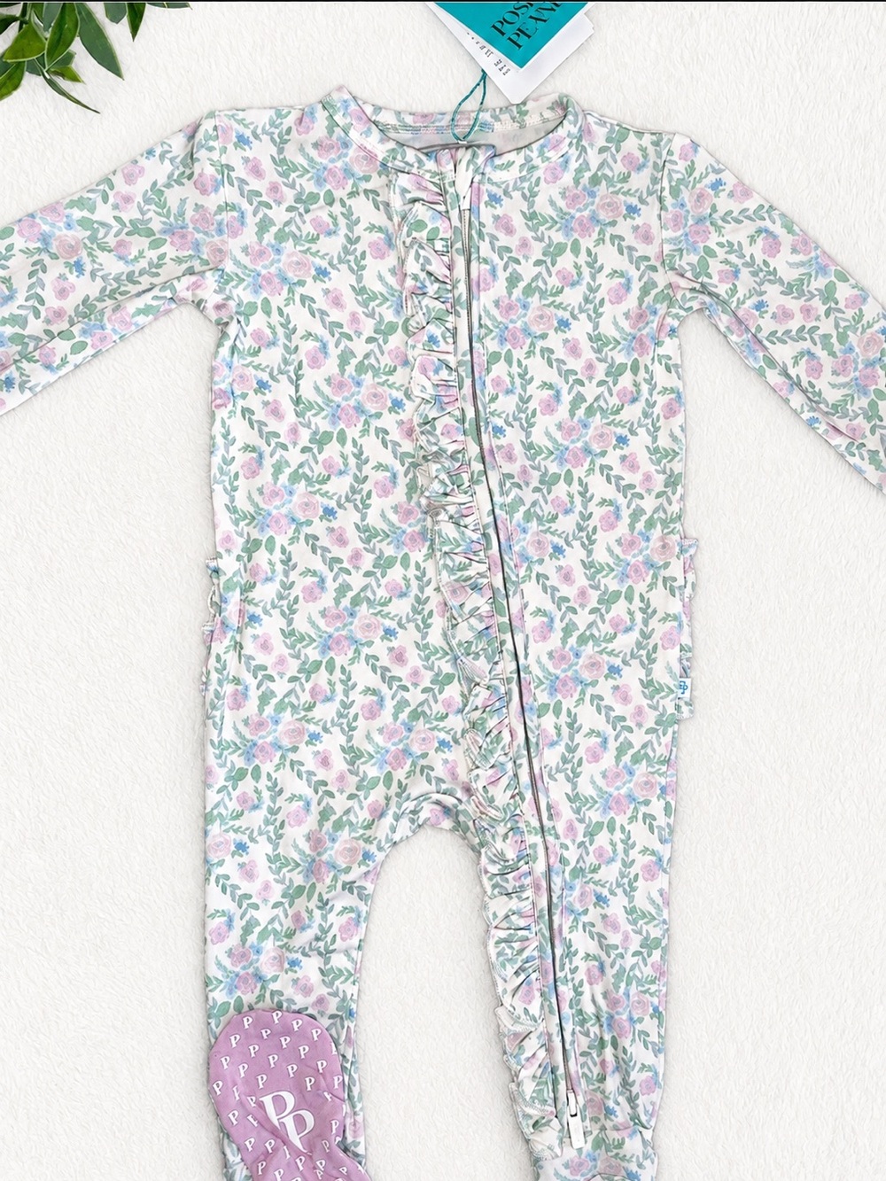 NWT Posh Peanut Prairie Ruffle Footie 3-6M Floral
